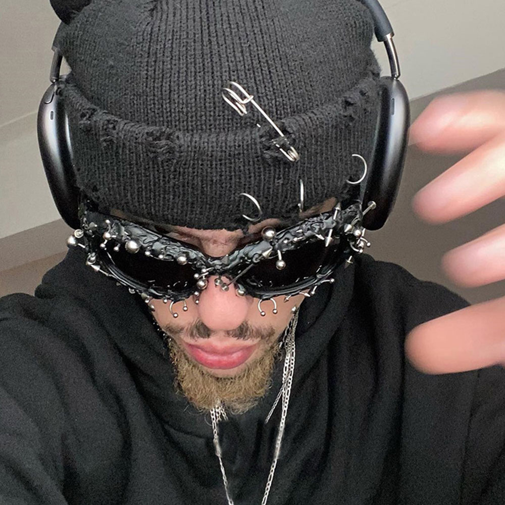 Avant-Garde Pierced & Spiked Cybercore Sunglasses