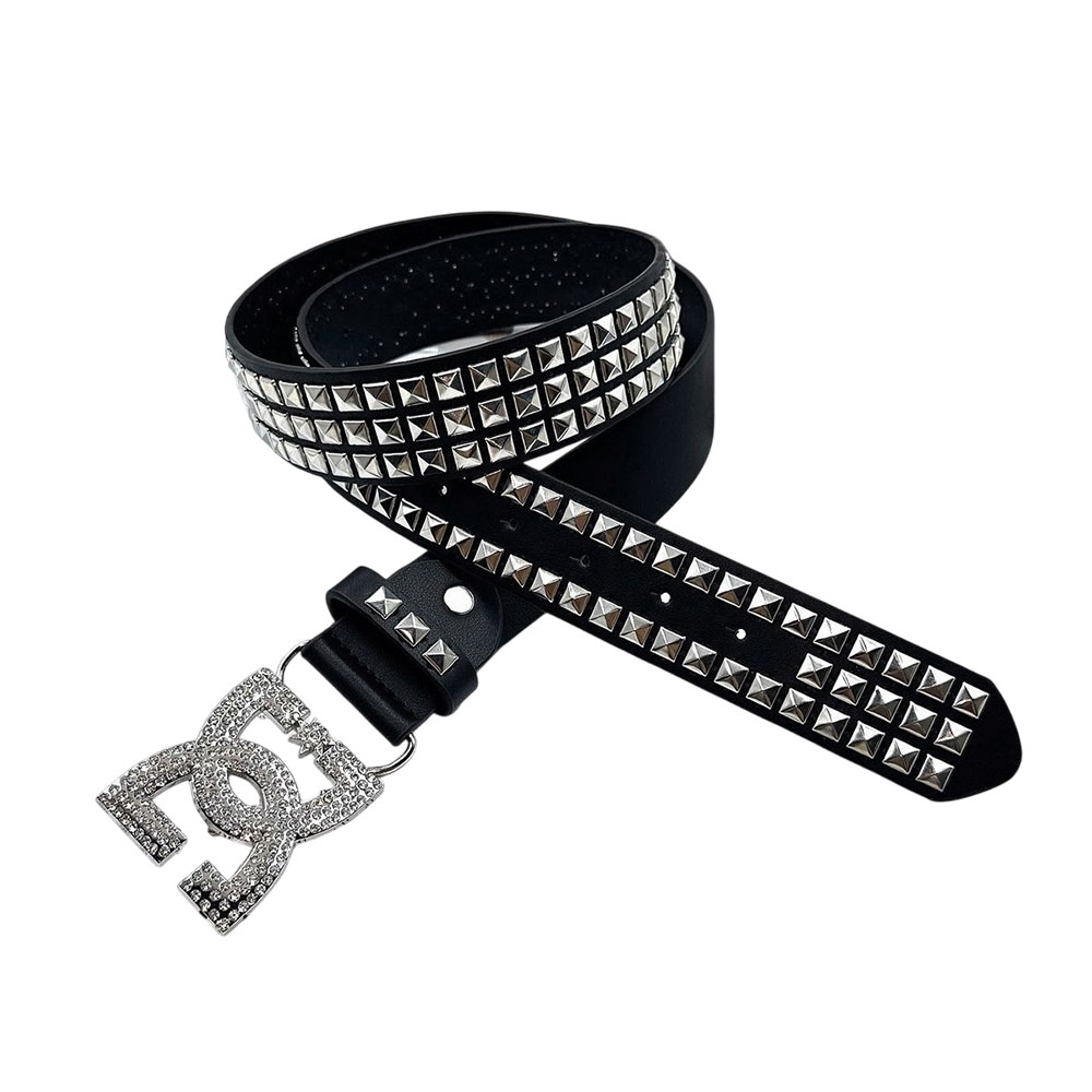 DC Rhinestone Monogram Pyramid Studded Belt