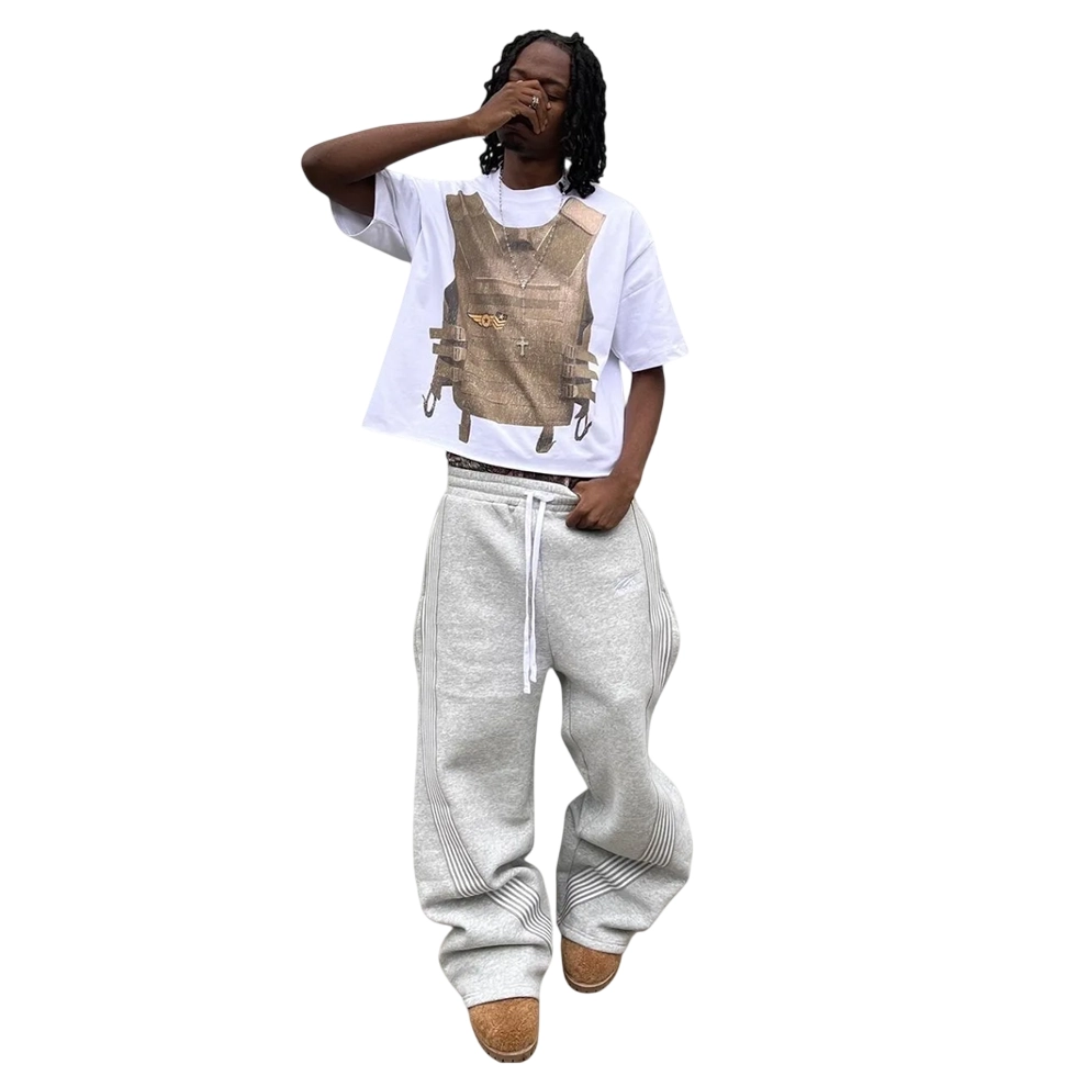 Vintage Grey Striped Sweatpants