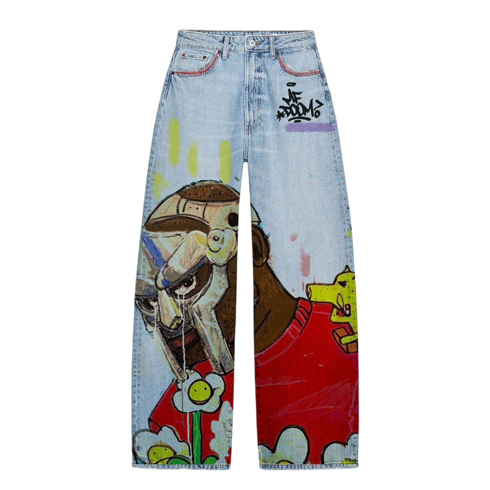 MF DOOM "The Villain" Hand-Painted Custom Baggy Jeans