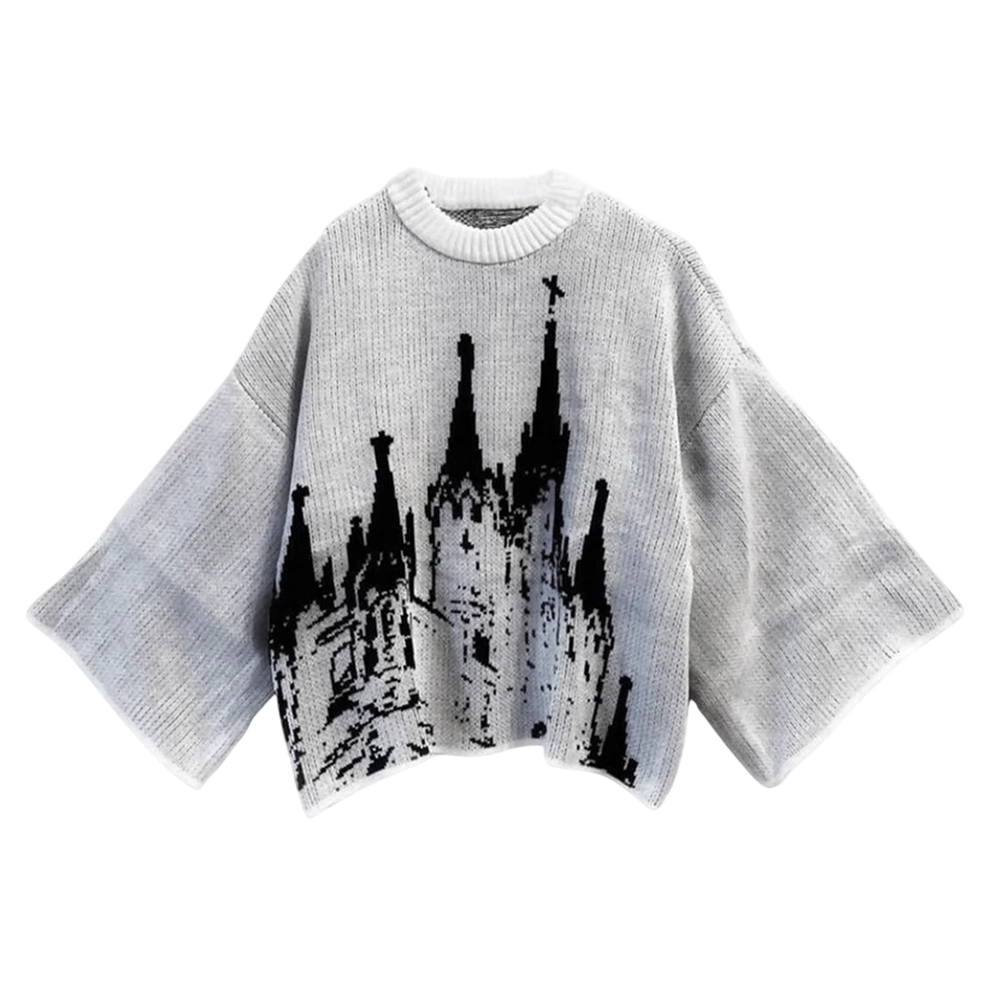 Oversized Light Grey Cathedral Knit