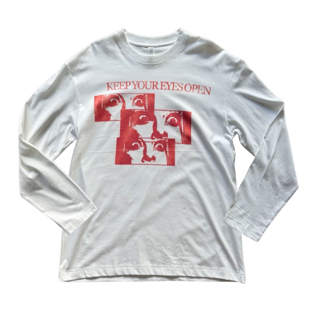 "Keep Your Eyes Open" Horror Graphic Long Sleeve Shirt